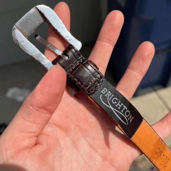 Brighton Brown Braided Leather Belt Silver Buckle & Accents L/34 - Picture 3 of 16